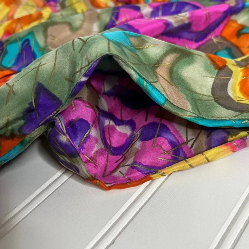 Vintage RESTLESS CLOTHIER 90s Silk Watercolor Floral Flowing Shorts Size M - Picture 11 of 11